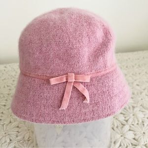 GAP Soft Pink Rabbit Hair Y2K  Barbiecore Cloche/Bucket Hat